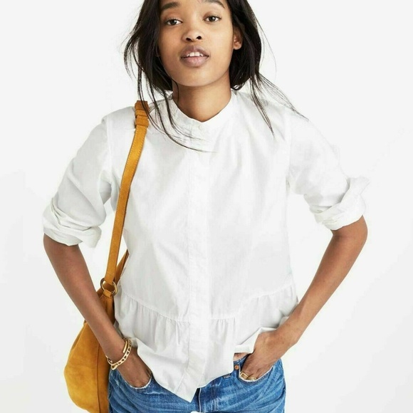Madewell Tops - Madewell Lakeside Button Down Peplum Top in White
